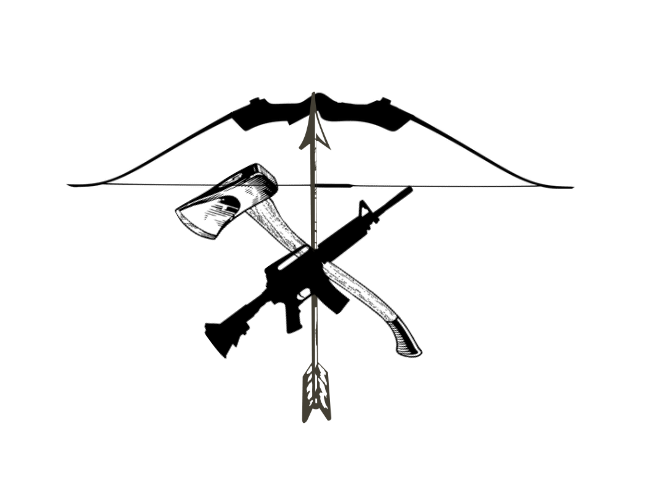 alternate logo image with crossbow rifle axe